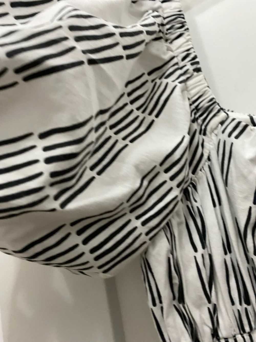 Anthropology Maeve Cotton Black and White Puff Sleeve Smocked Midi Dress - Picture 4 of 7